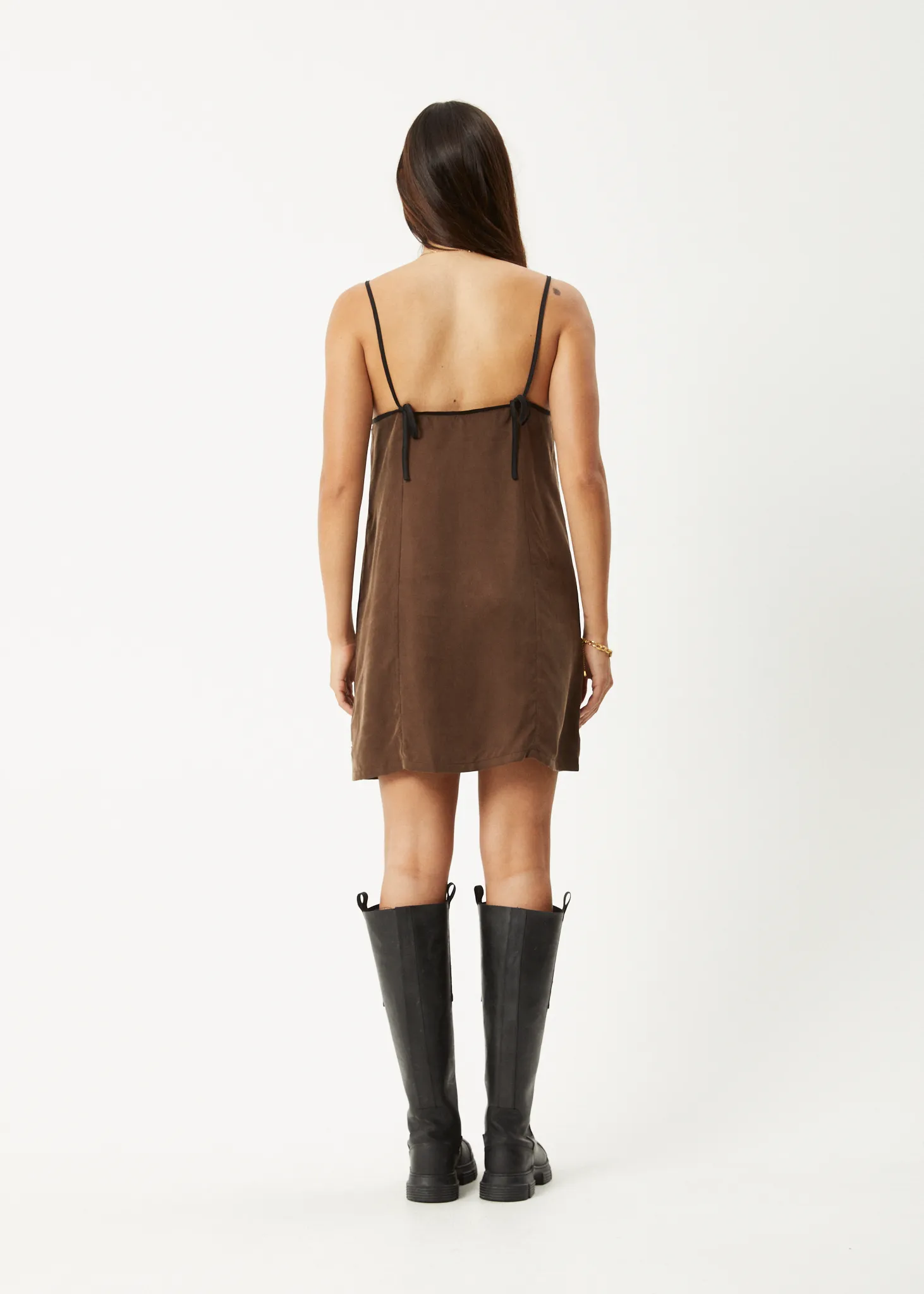 AFENDS Womens Giselle - Cupro Mini Dress - Coffee