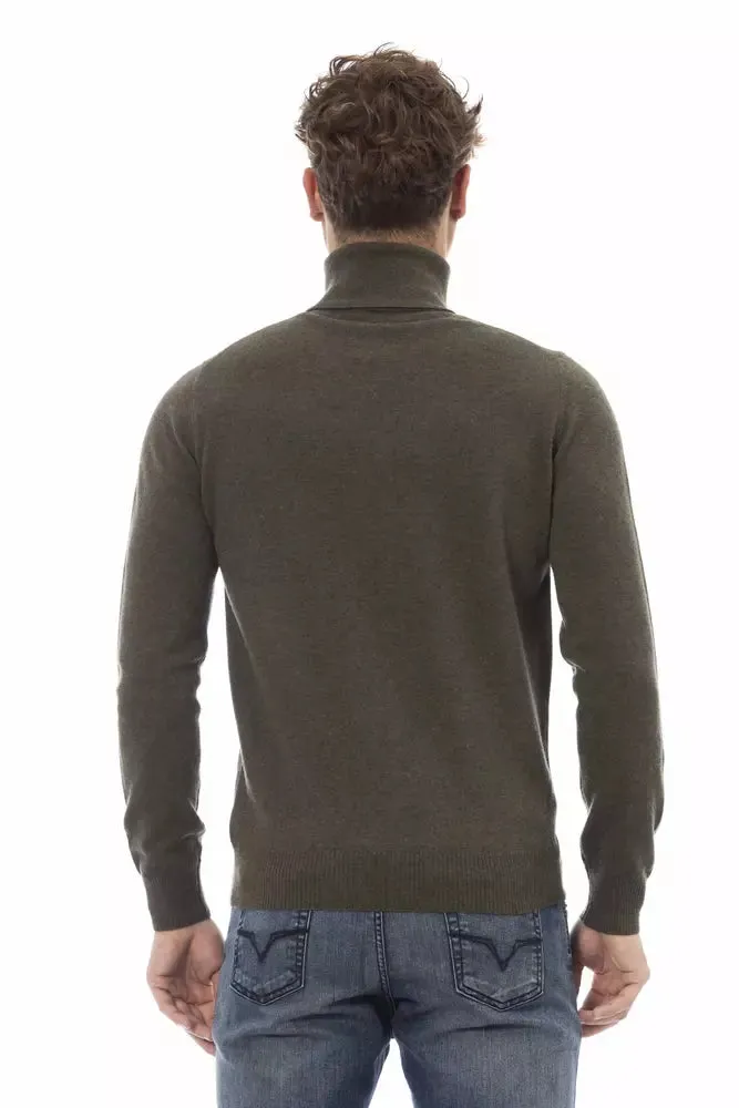 Alpha Studio Elegant Green Turtleneck Sweater for Men