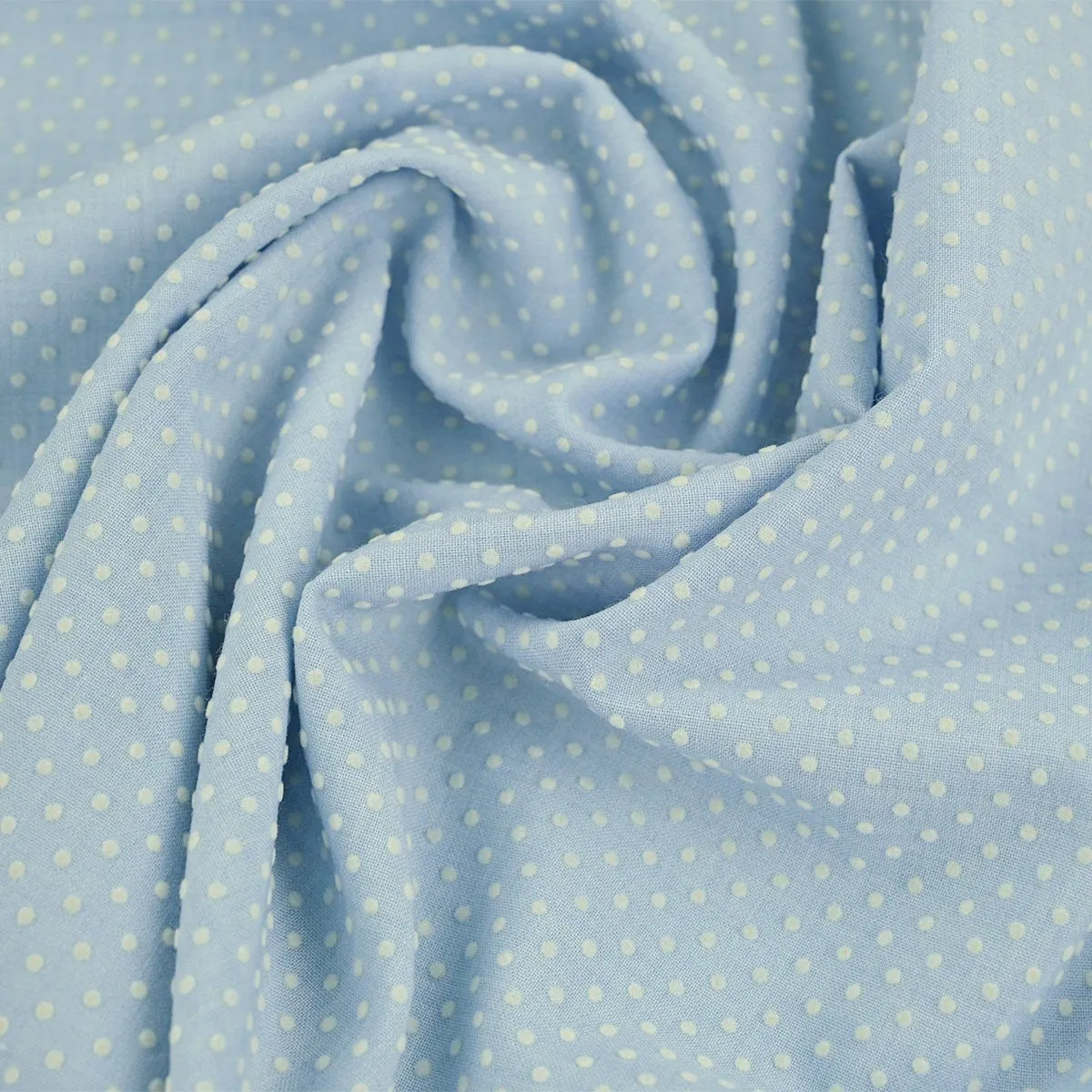 Baby Blue Polka-Dot Flock Fabric 99764