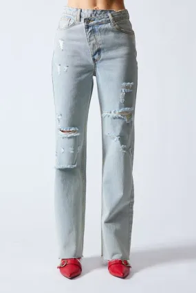 Bad Reputation Cross Button Jeans with Raw Hem