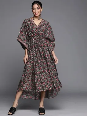 Black Printed Kaftan Dress