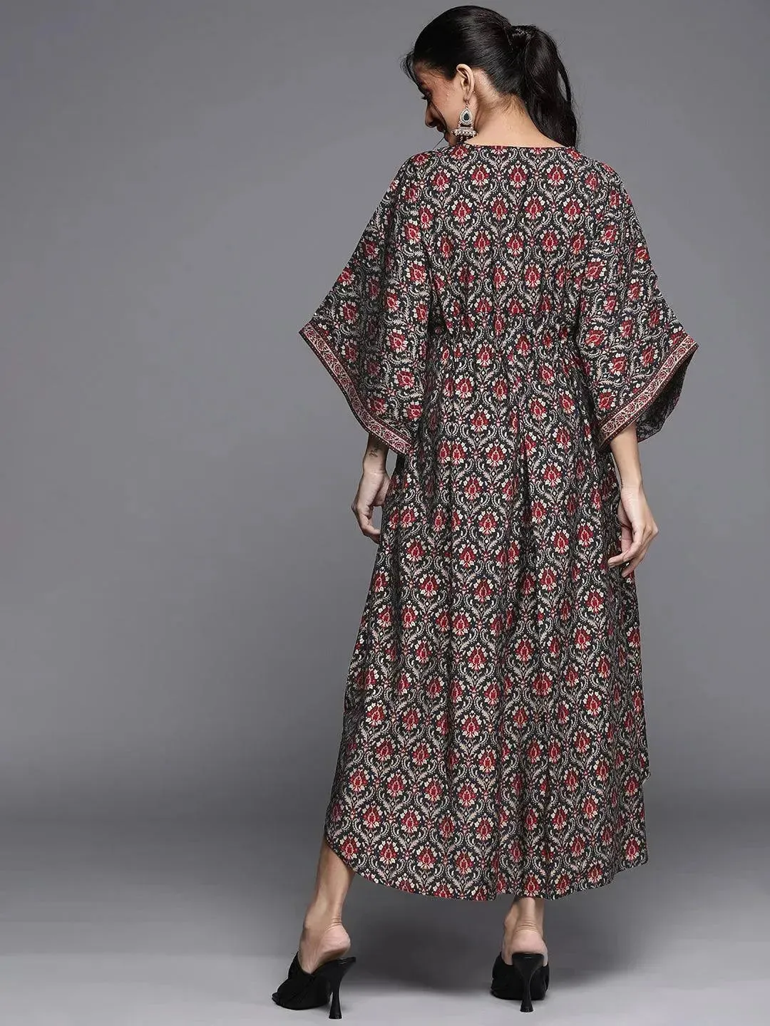 Black Printed Kaftan Dress