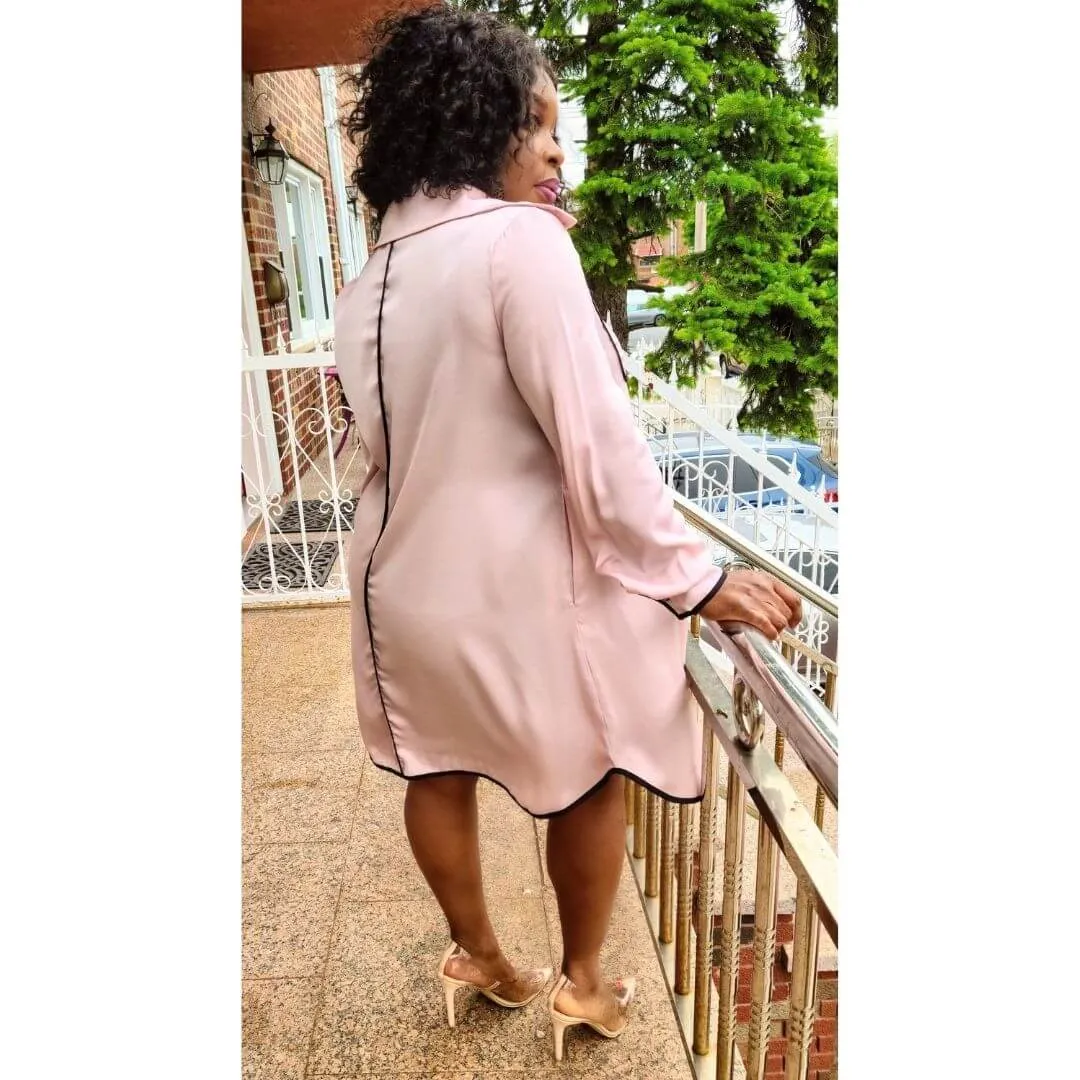 Blush Silky Shirt Dress