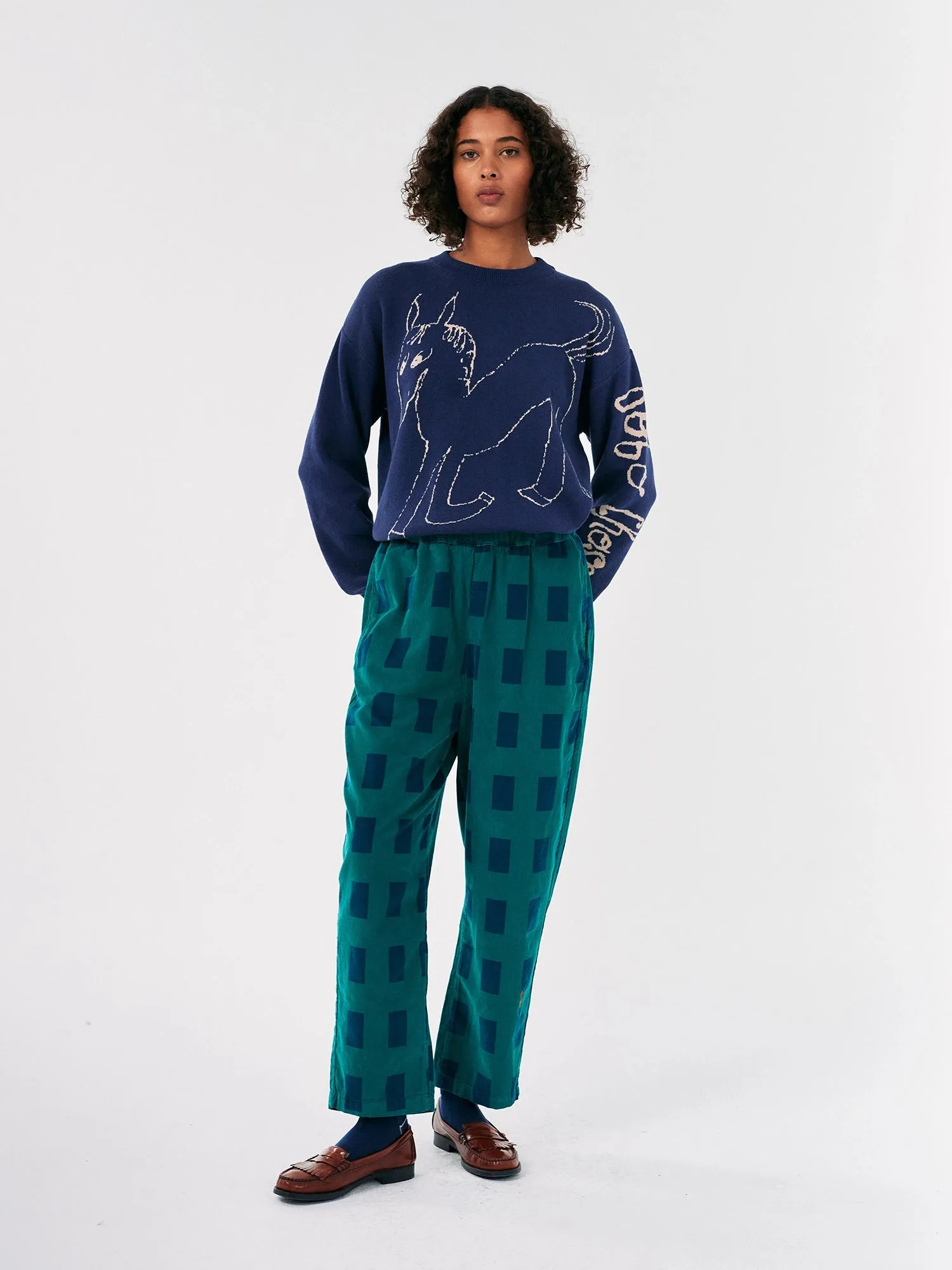 Checked corduroy cocoon pants