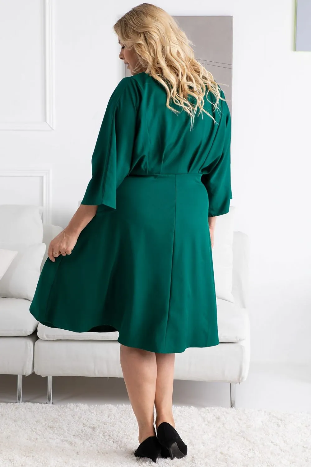 Chic Artisan Plus Size Flared Sleeve Dress - A Timeless Elegance