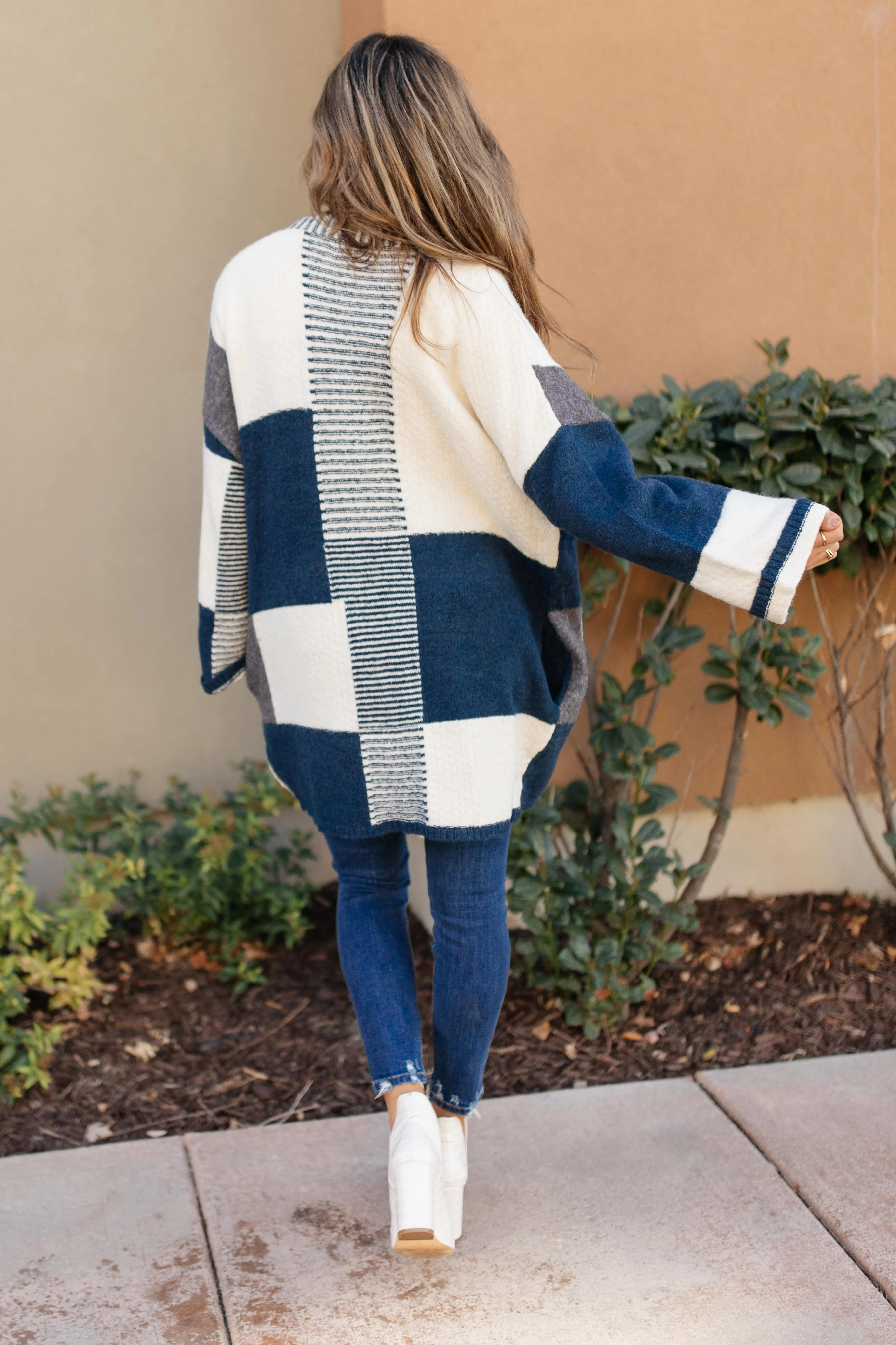 Chunky Patterns Cardigan in Teal