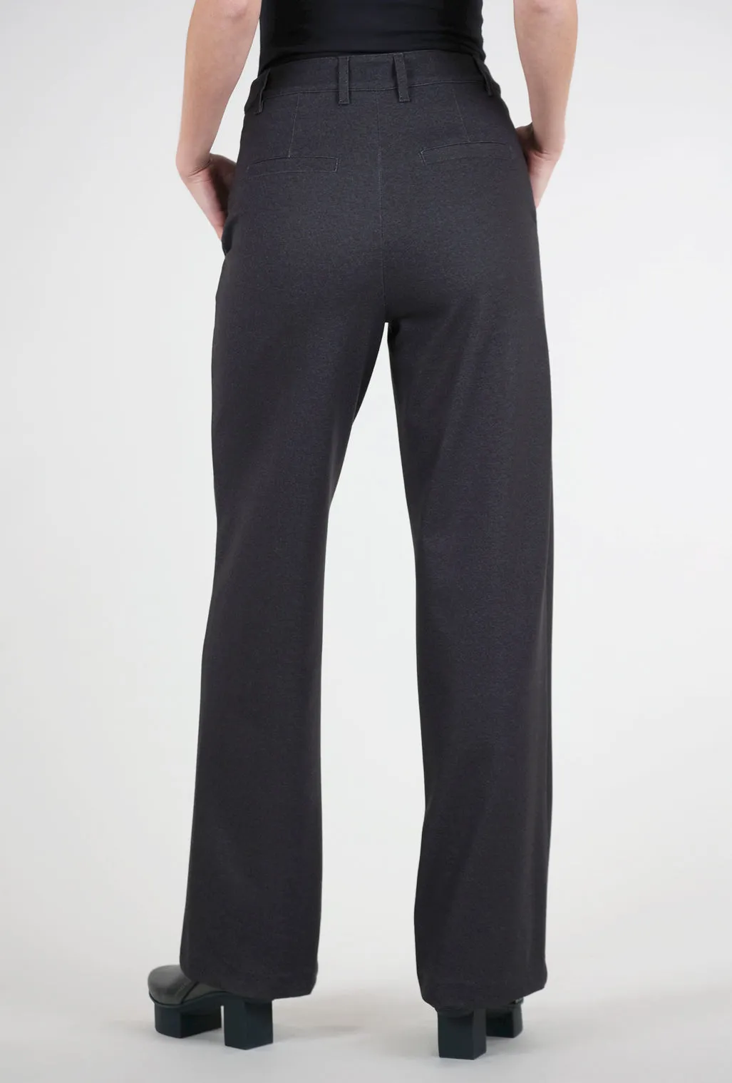 Cloe Brushed Ponte Trouser, Charcoal