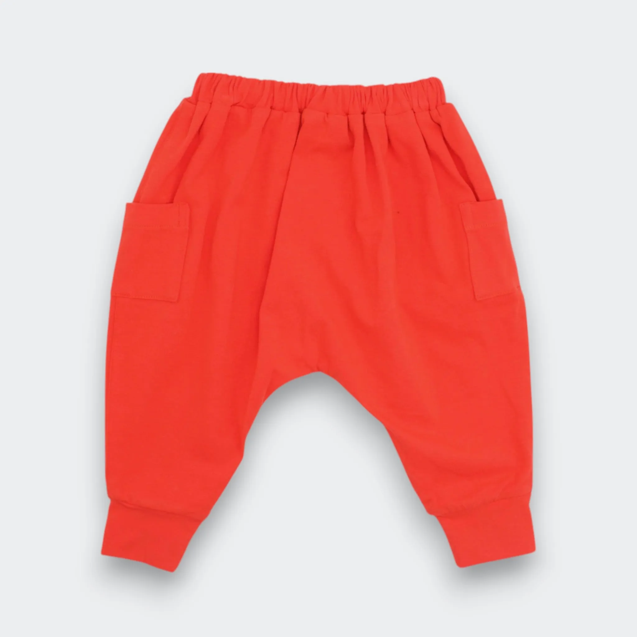 Cotton Knit Vermillion Red Jogger Pants