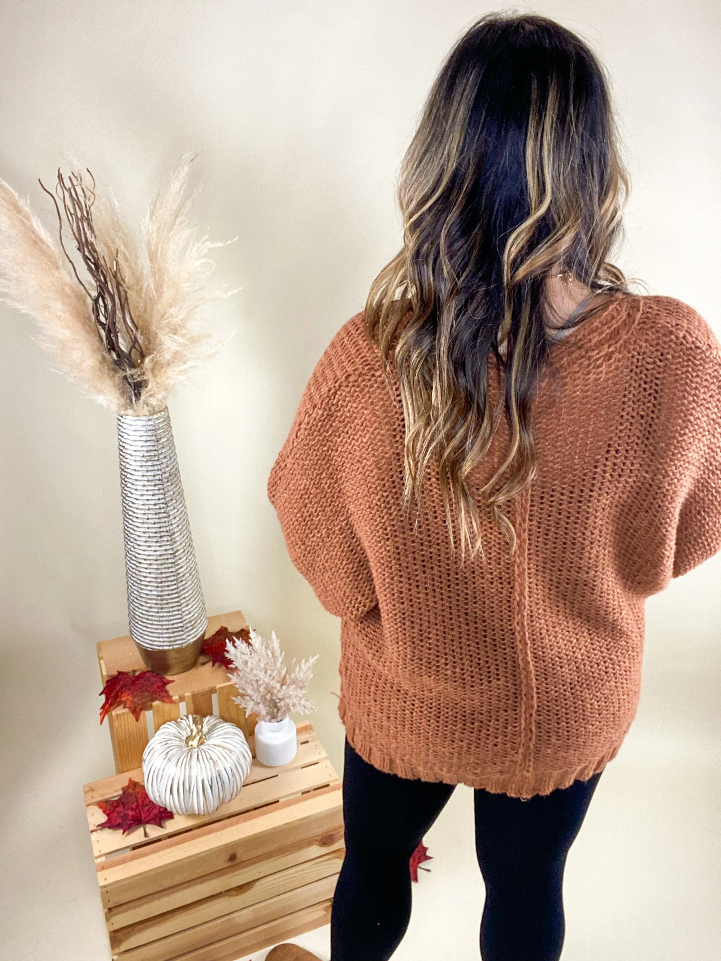 Fall Dreaming Pullover Sweater In Cinnamon