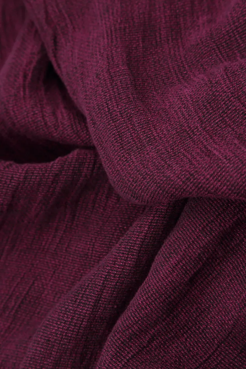 Flared Magenta Mélange Linen Midi Dress