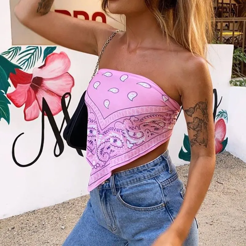 Floral Halter Bow Knot Bandeau Tank Top Bandana Scalf Top