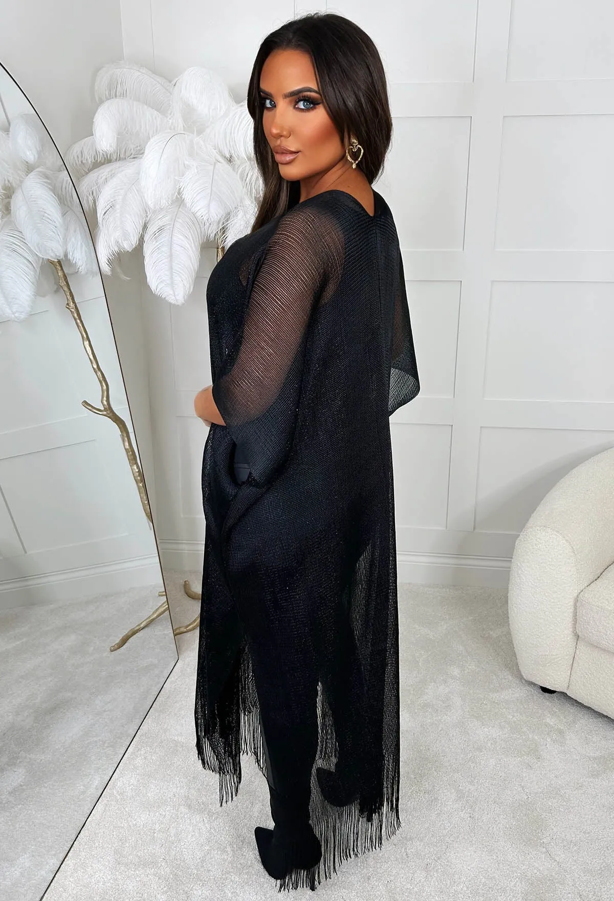 Fully In Charge Black Tassel Kimono