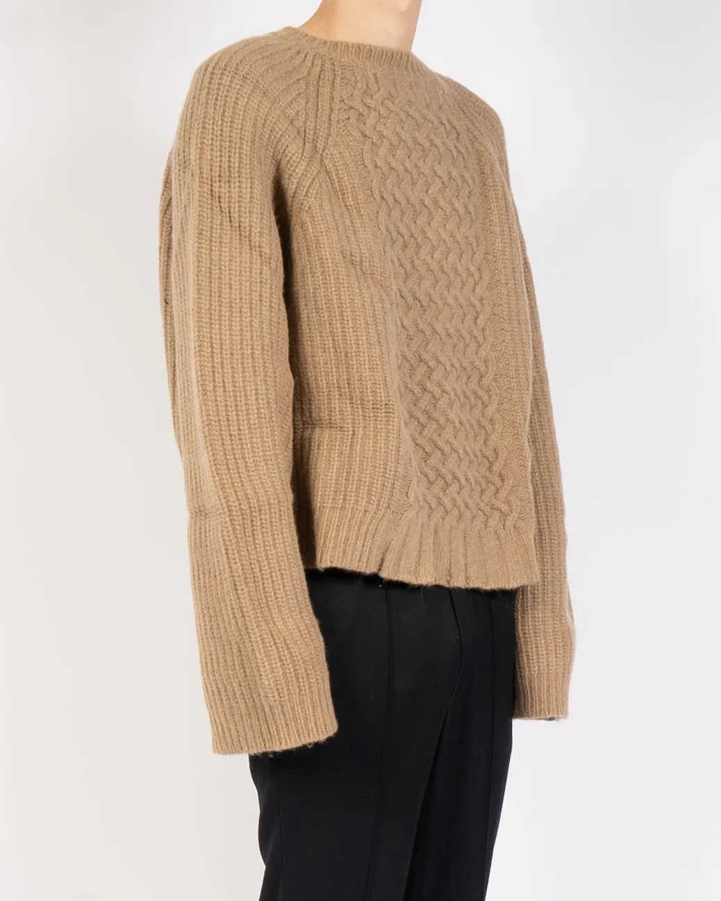 FW18 Beige Cropped Mohair Knit