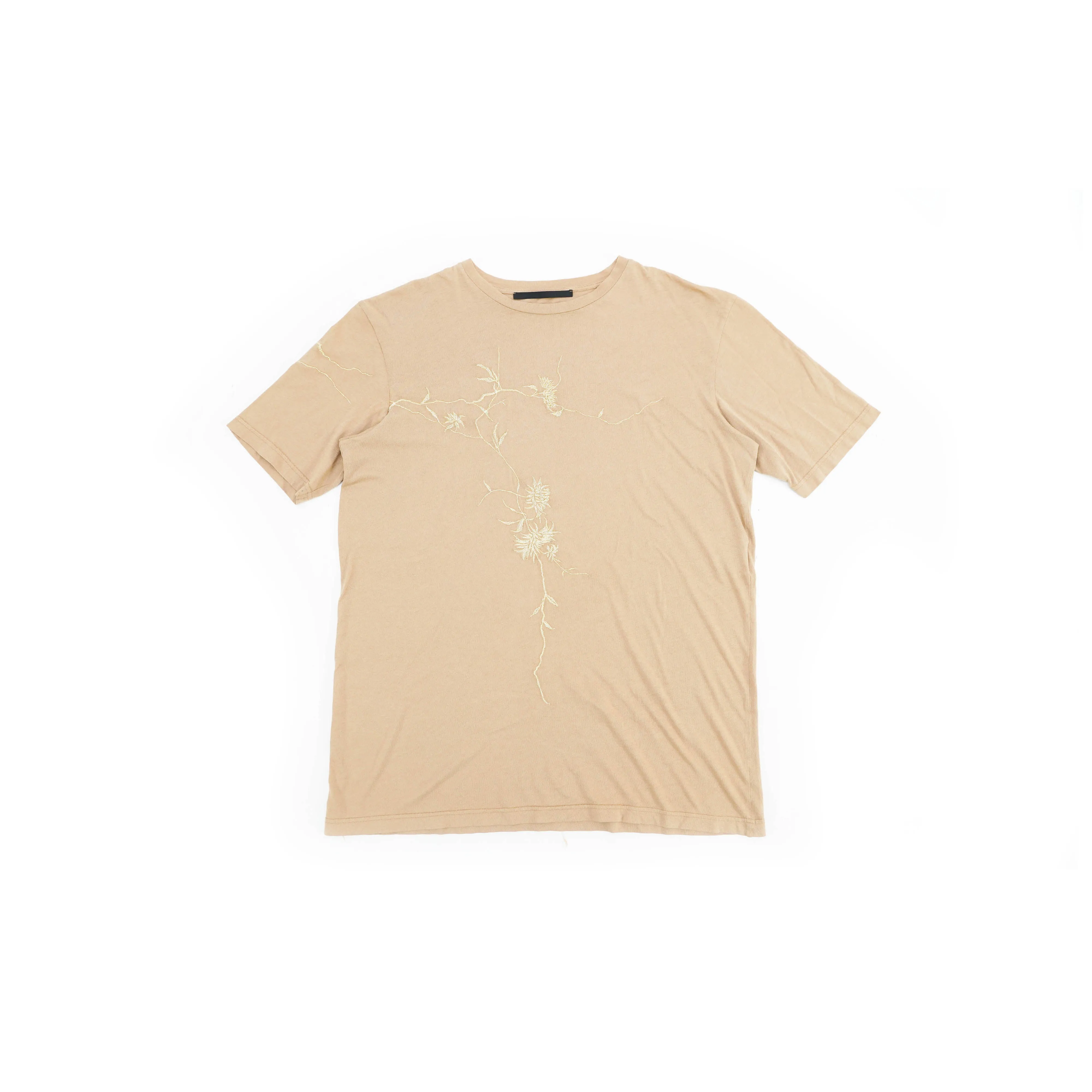 FW18 Beige Floral Embroidery T-Shirt