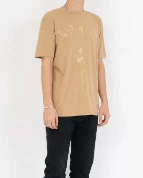 FW18 Beige Floral Embroidery T-Shirt