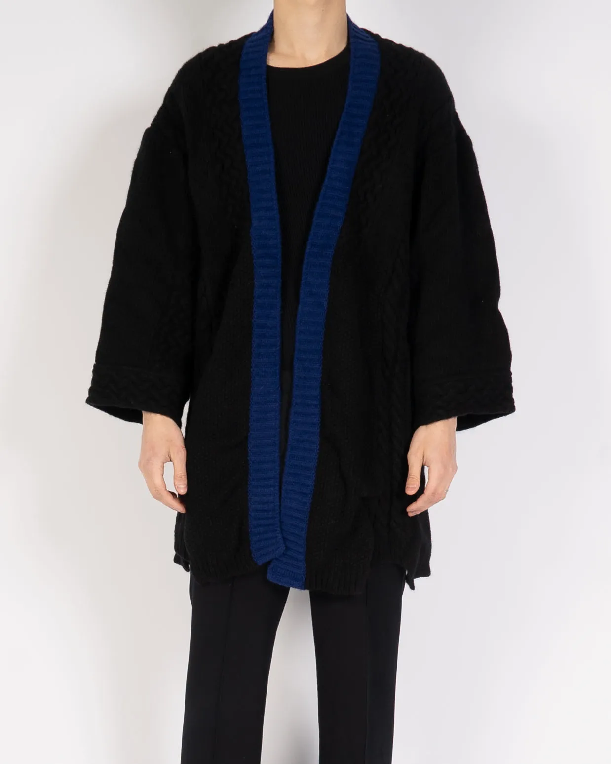 FW18 Black & Blue Open Mohair Cardigan