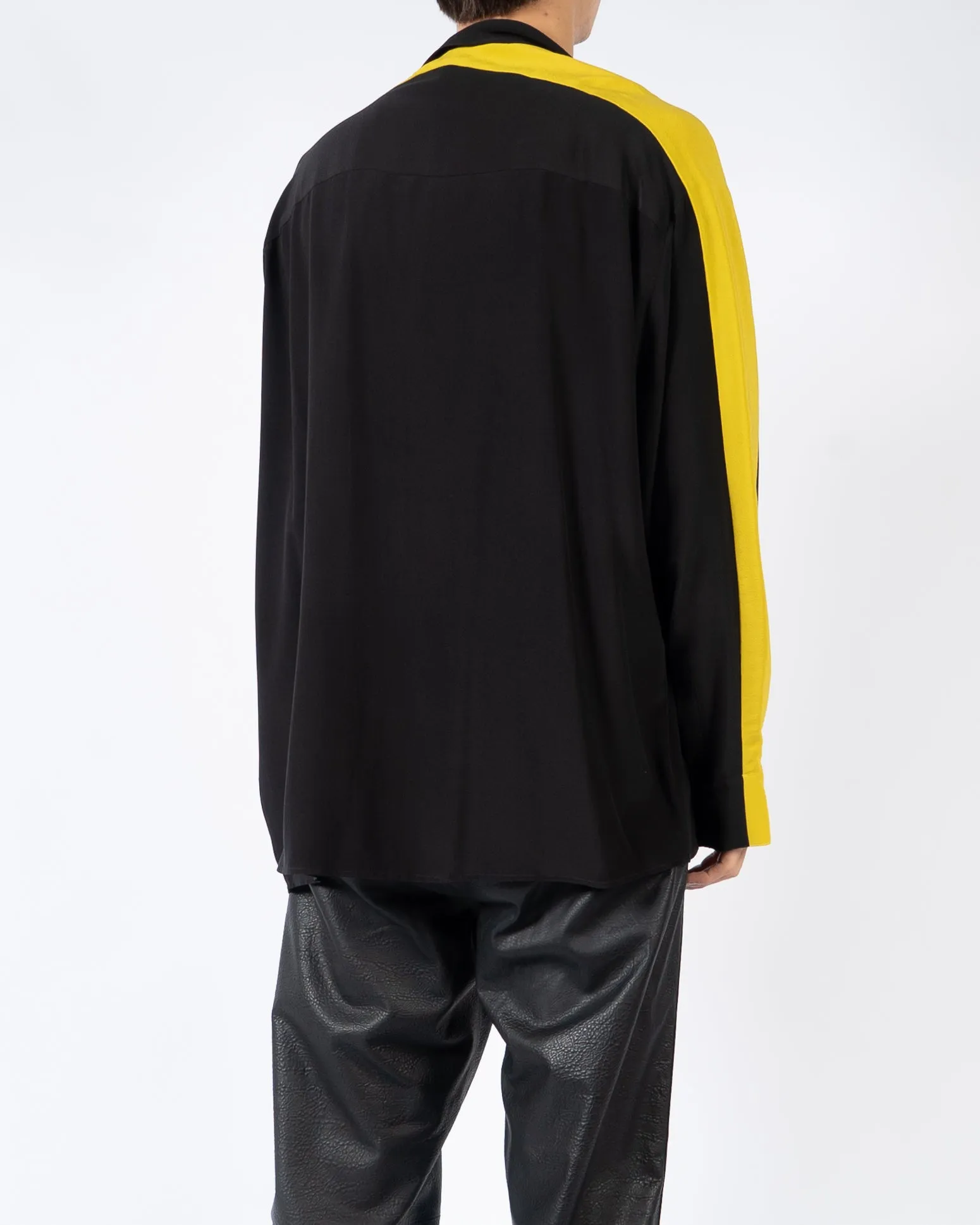 FW18 Black & Yellow Oversized Silk Shirt