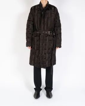 FW18 Grey Floral Checked Embossed Heavy Overcoat