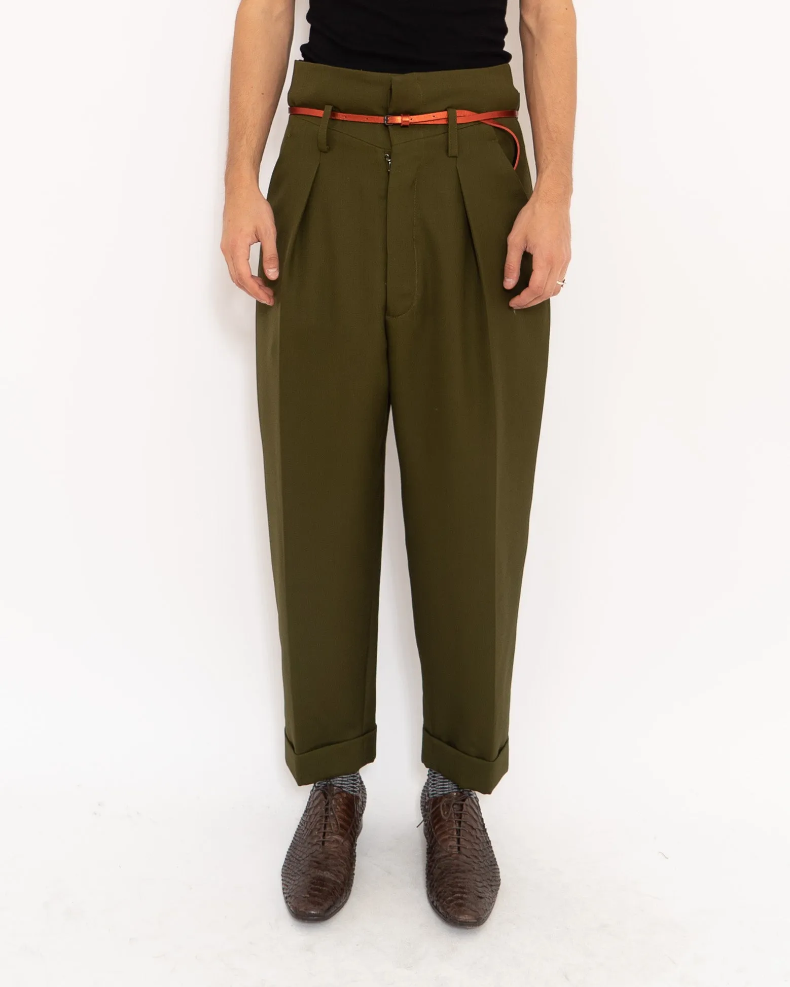 FW18 High Waisted Khaki Trousers Sample