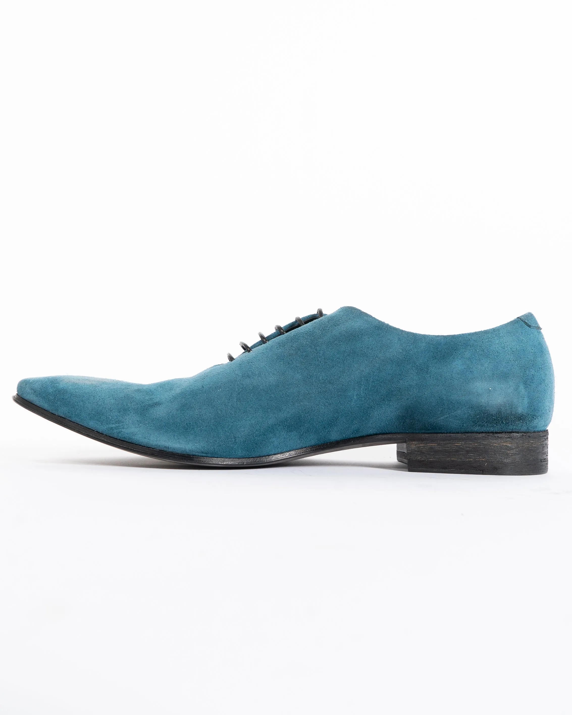 FW18 Storm Blue Suede Lace-Up Derbies