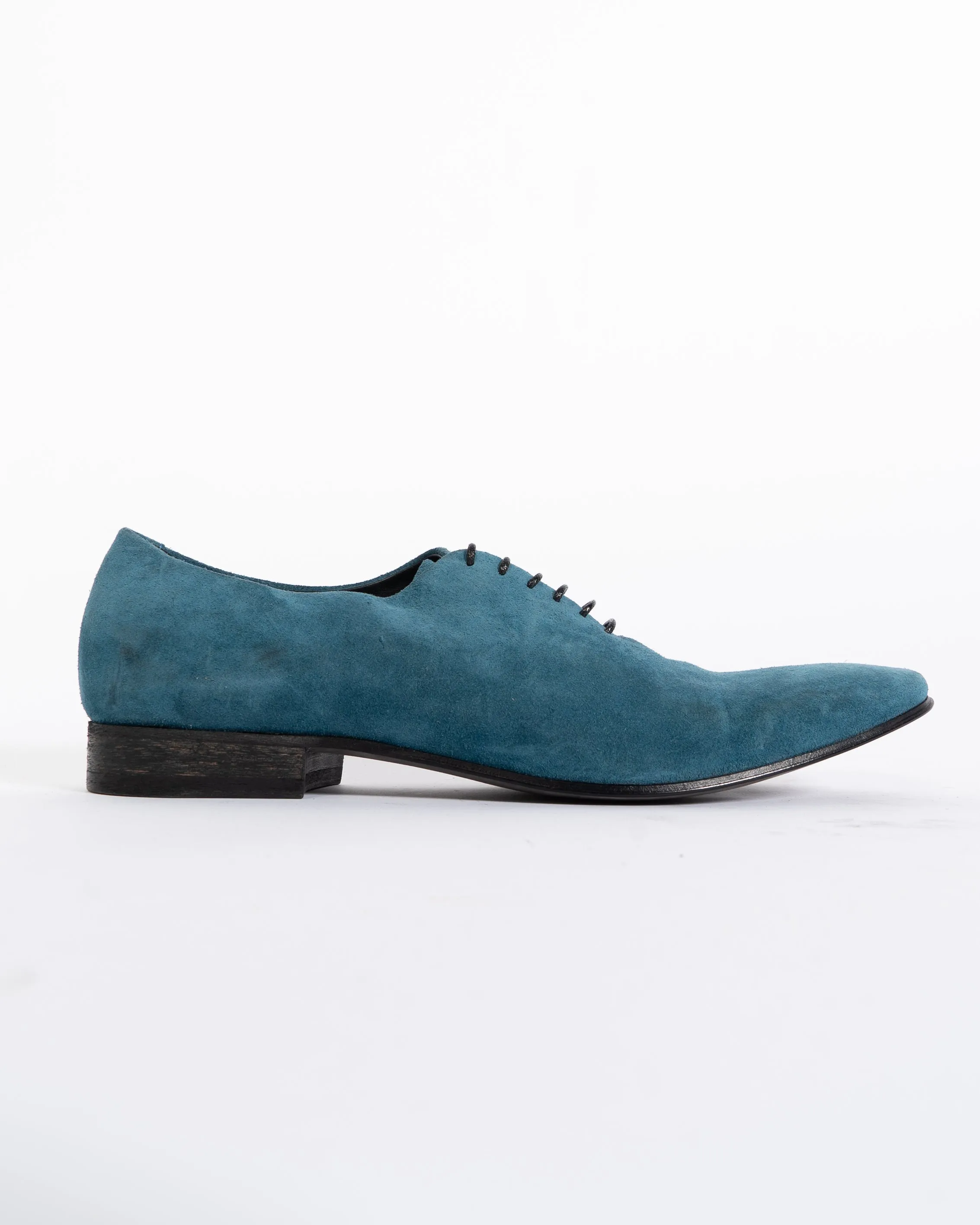 FW18 Storm Blue Suede Lace-Up Derbies