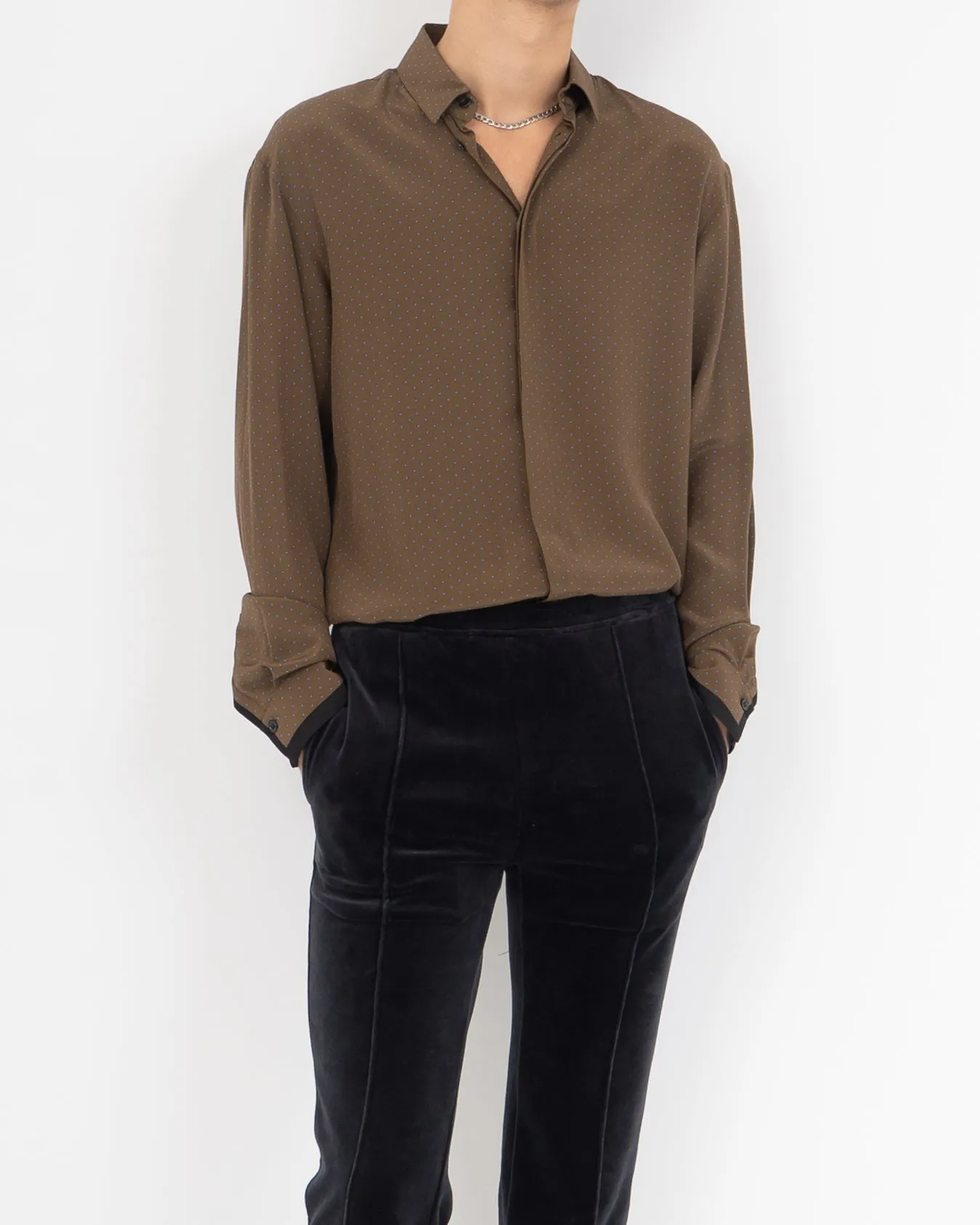 FW19 Dotted Spencer Mud Silk Shirt