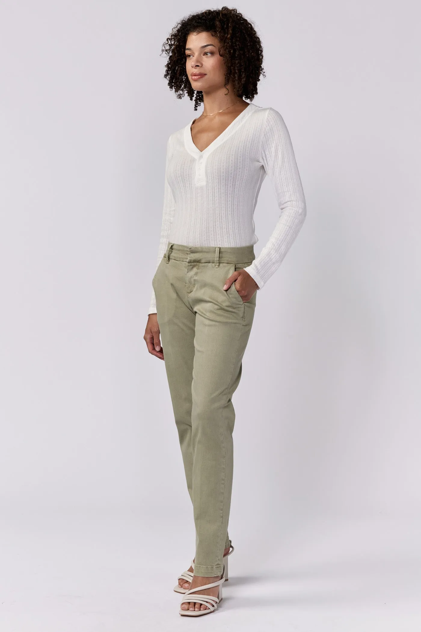 Hampton Mid Rise Pants | Abbey Stone