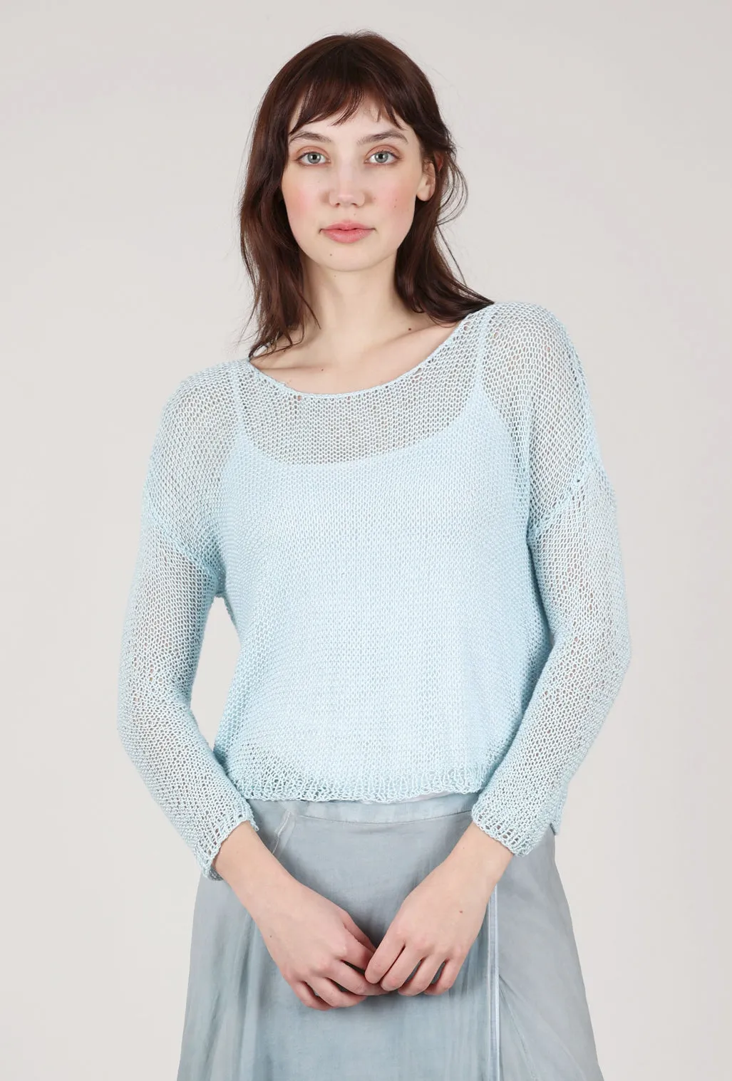 Hand-Knit Ashley Sweater, Robin's Egg Blue