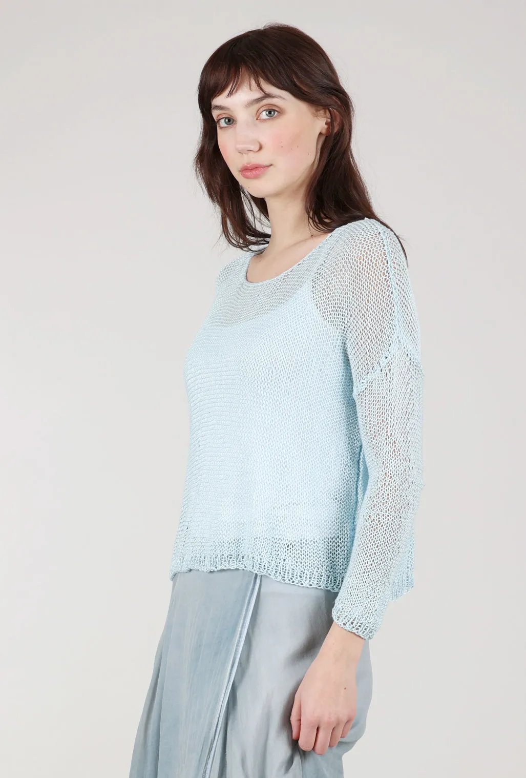 Hand-Knit Ashley Sweater, Robin's Egg Blue