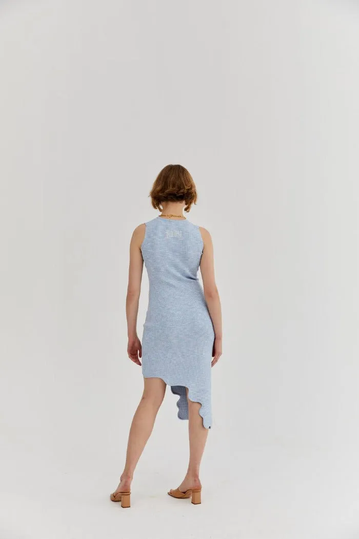 Hannah Silky Asymmetric Wavy Dress