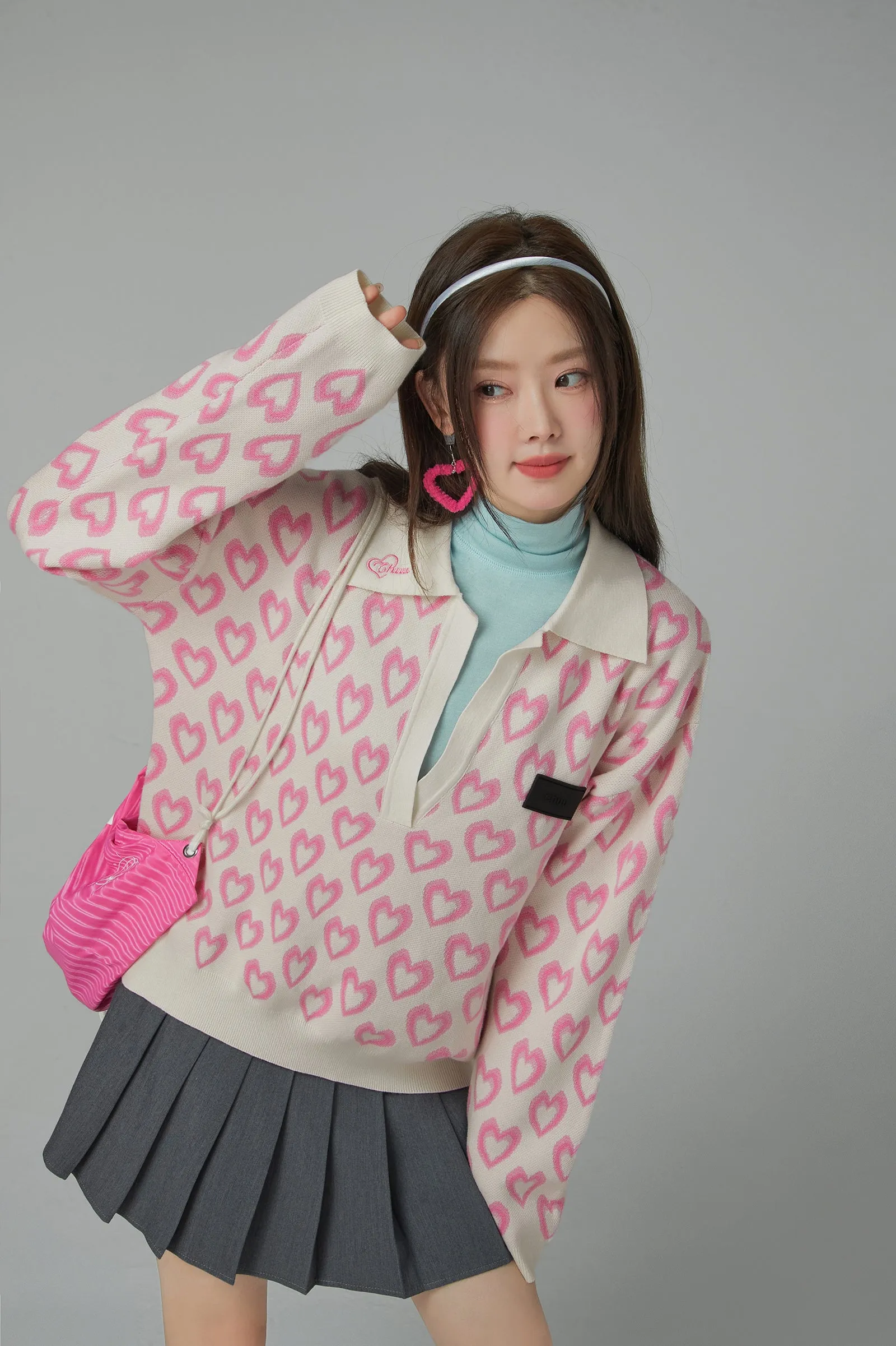 Heart Loose Fit Knit Sweater