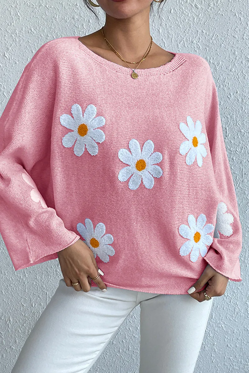 HTQ1002 Flower Long Sleeves Sweater