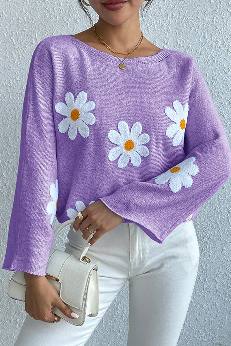 HTQ1002 Flower Long Sleeves Sweater