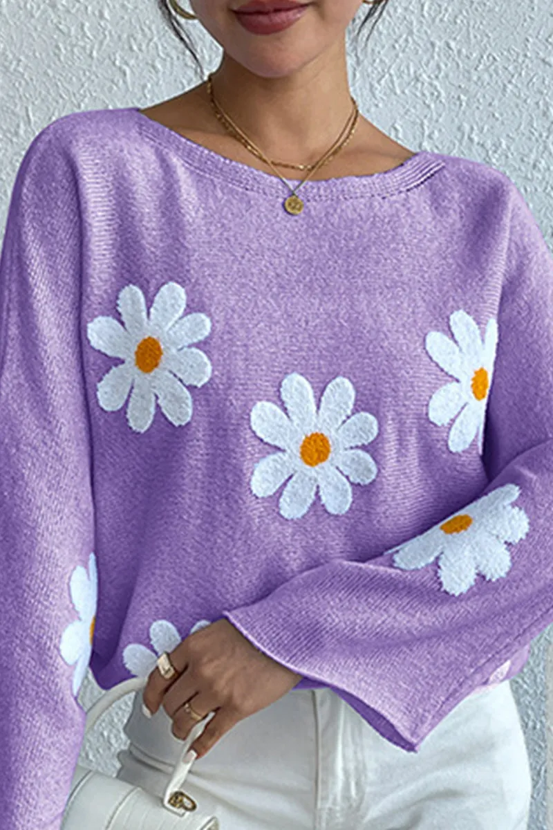 HTQ1002 Flower Long Sleeves Sweater