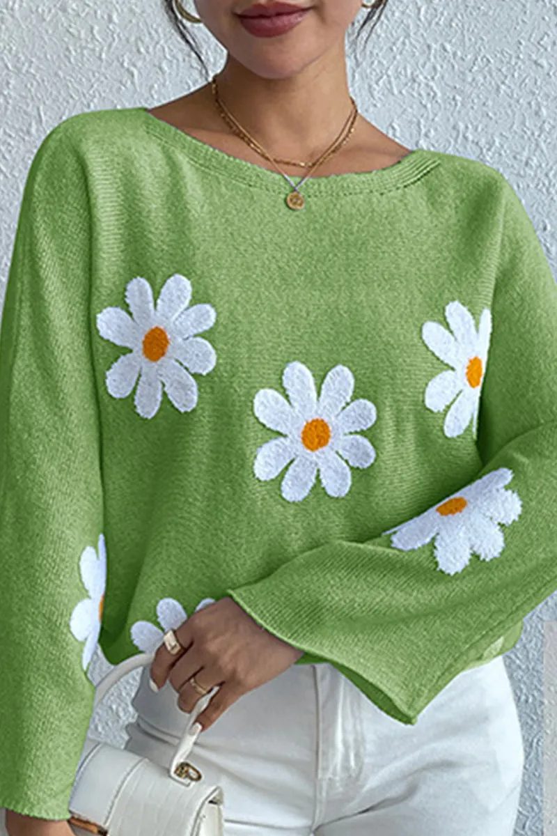 HTQ1002 Flower Long Sleeves Sweater