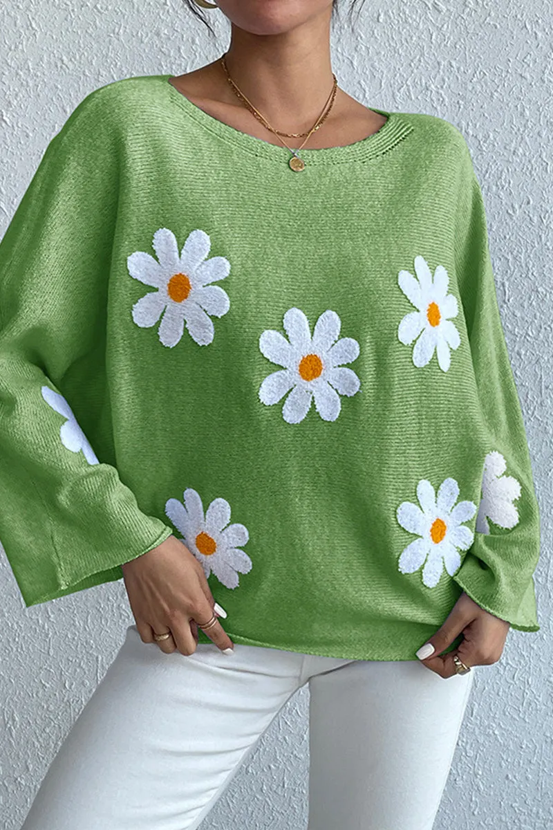 HTQ1002 Flower Long Sleeves Sweater