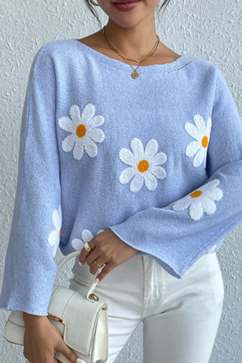 HTQ1002 Flower Long Sleeves Sweater