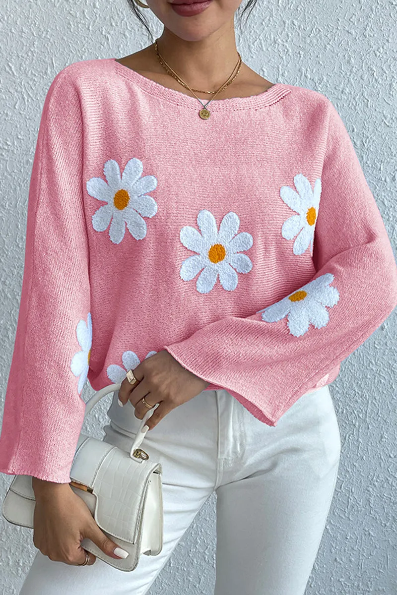 HTQ1002 Flower Long Sleeves Sweater