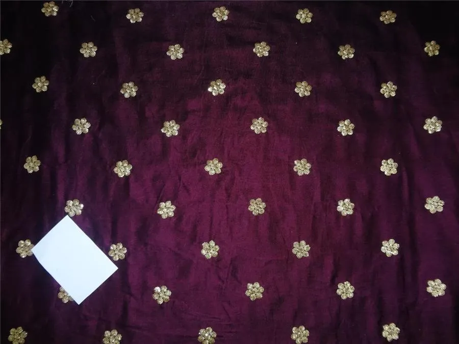 Iridescent Embroidered Aubergine Micro Velvet Fabric ~ 44&quot; wide