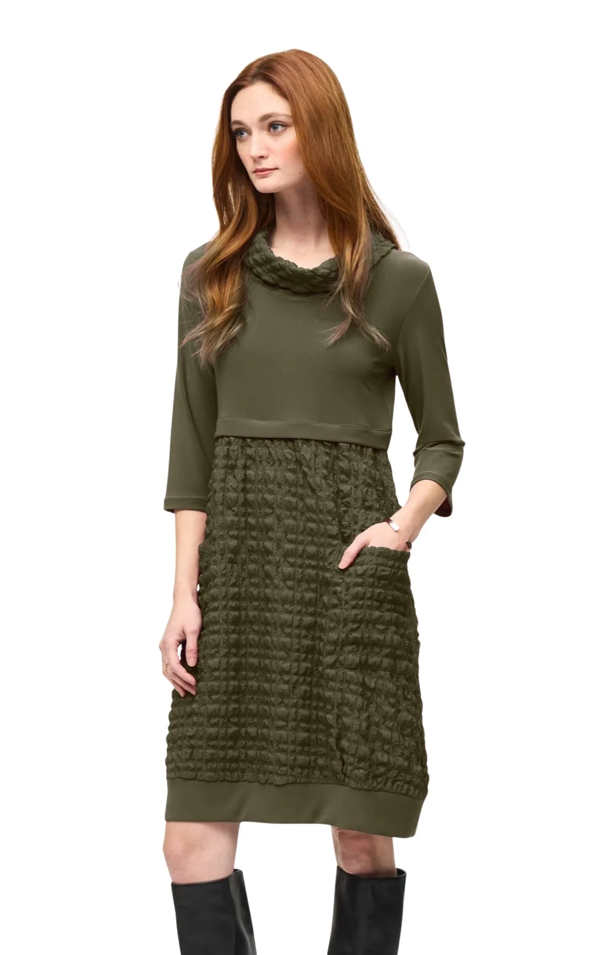 Jacquard And Silky Knit Cocoon Dress