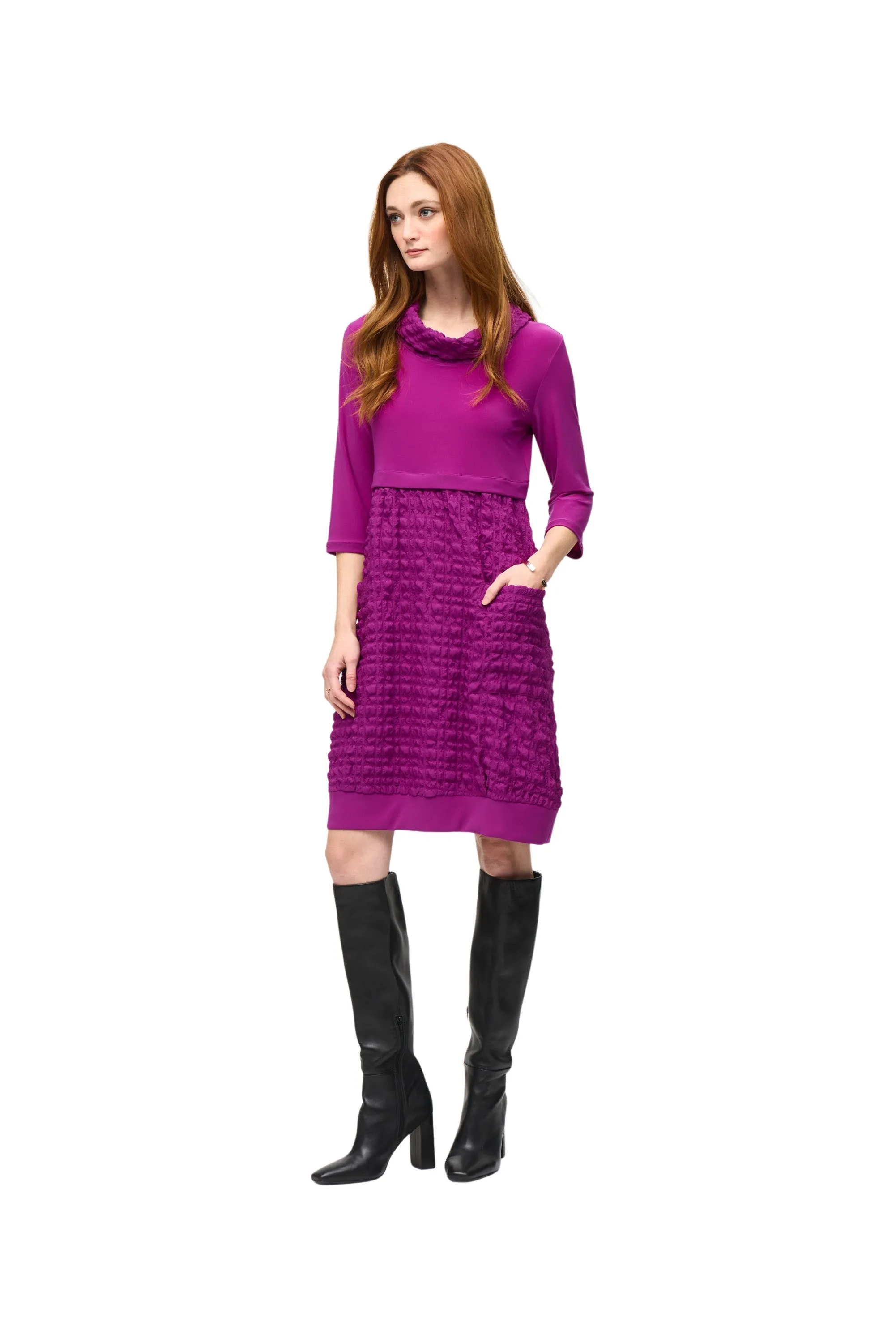 Jacquard And Silky Knit Cocoon Dress