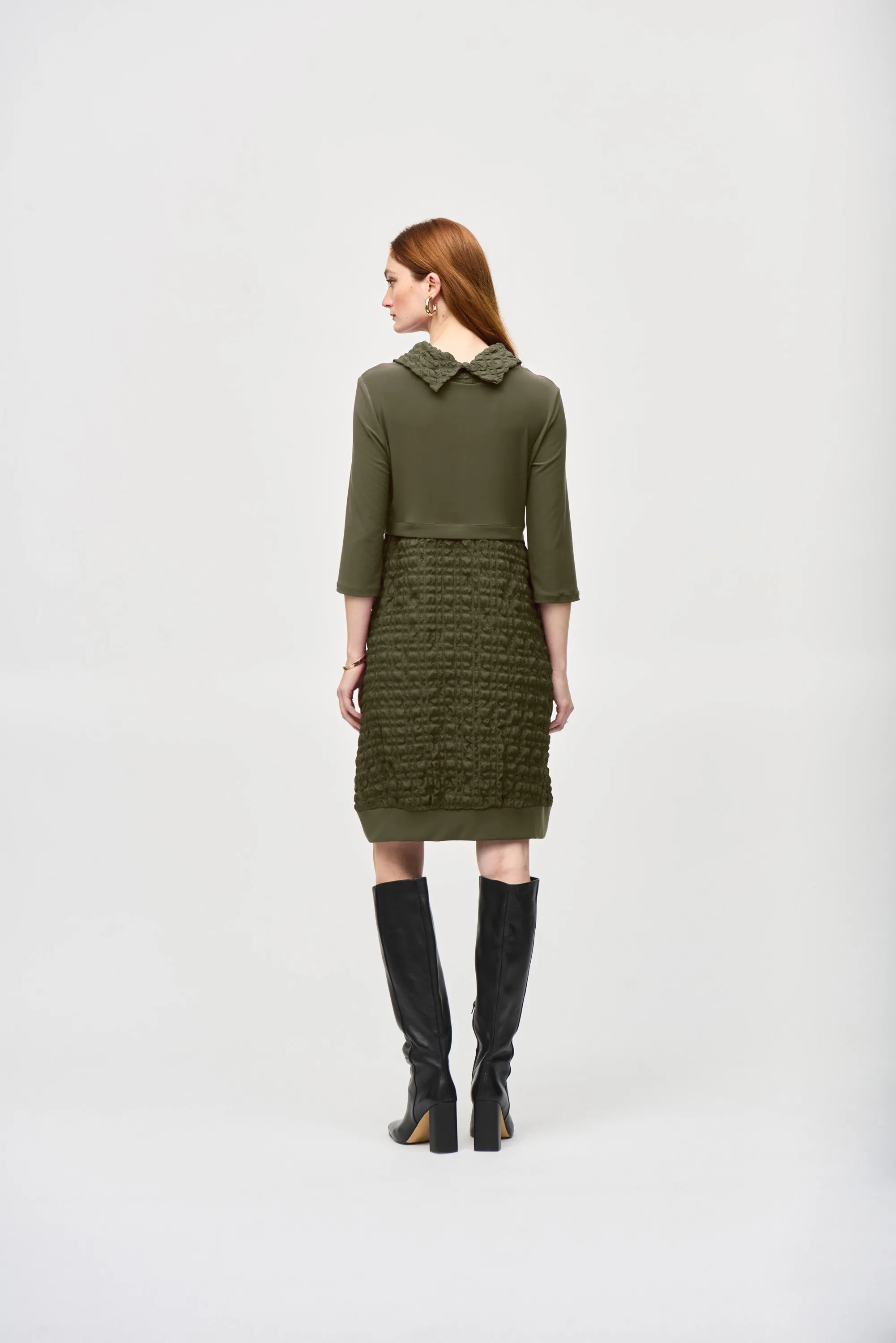 Jacquard And Silky Knit Cocoon Dress