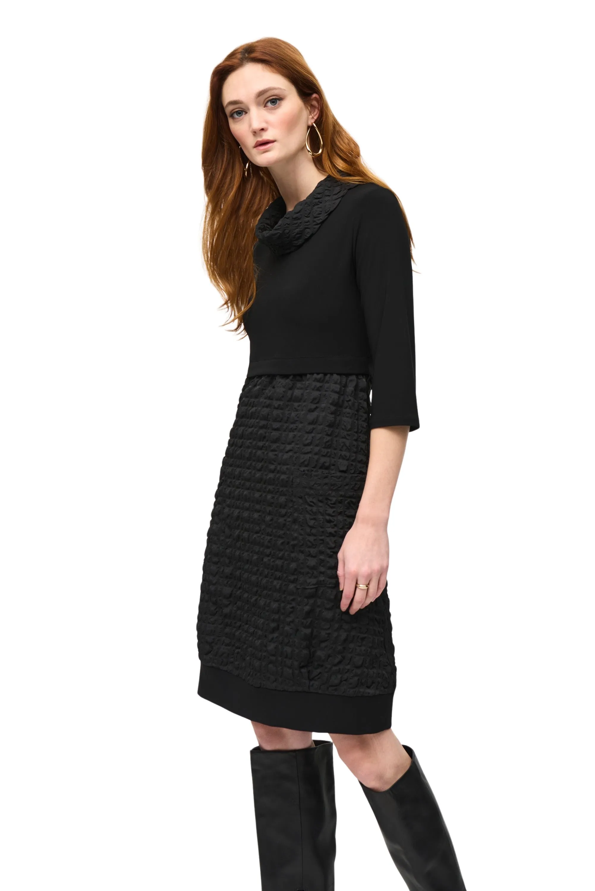 Jacquard And Silky Knit Cocoon Dress