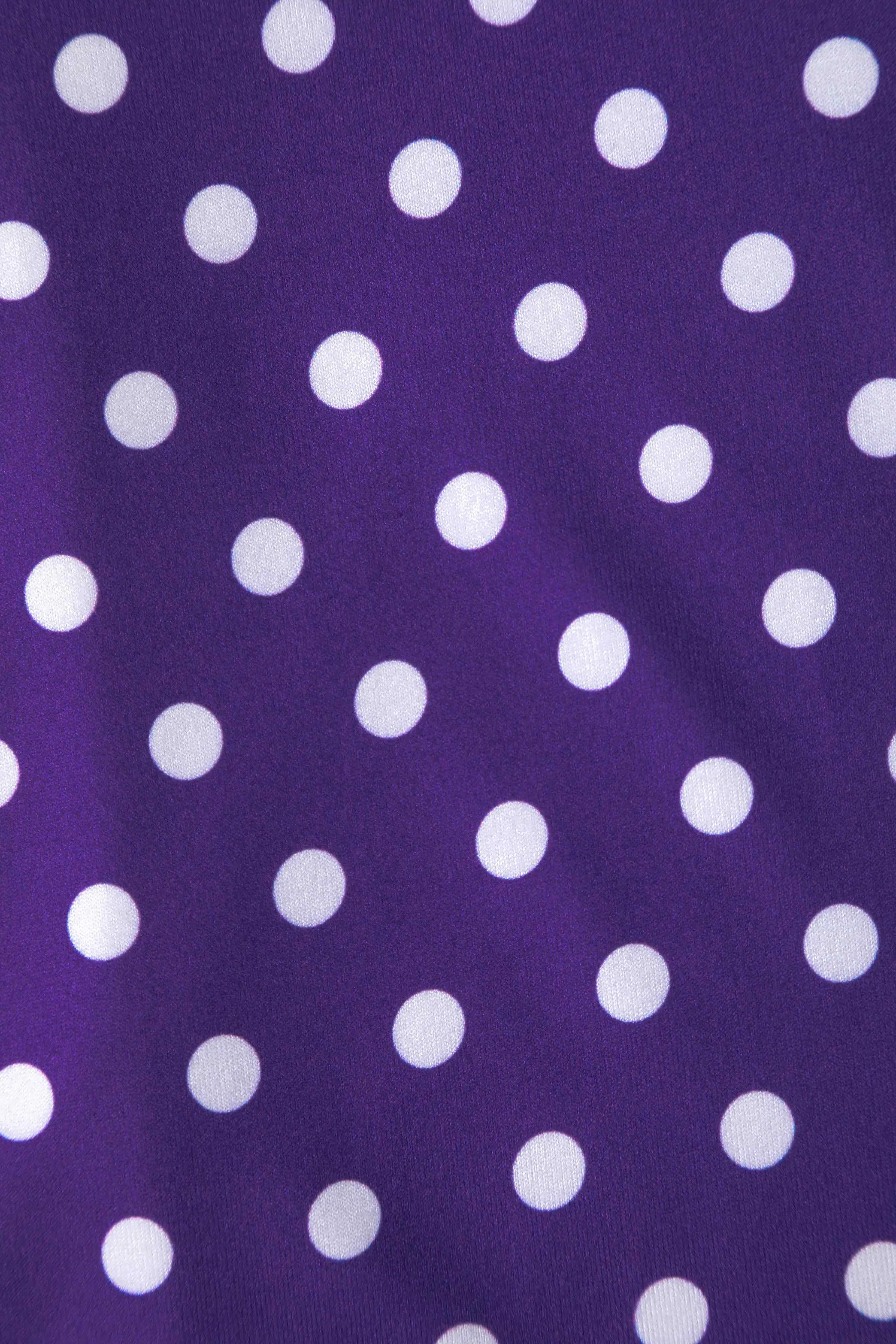 Janice Purple Polka Dot Sleeved Flared Tea Dress