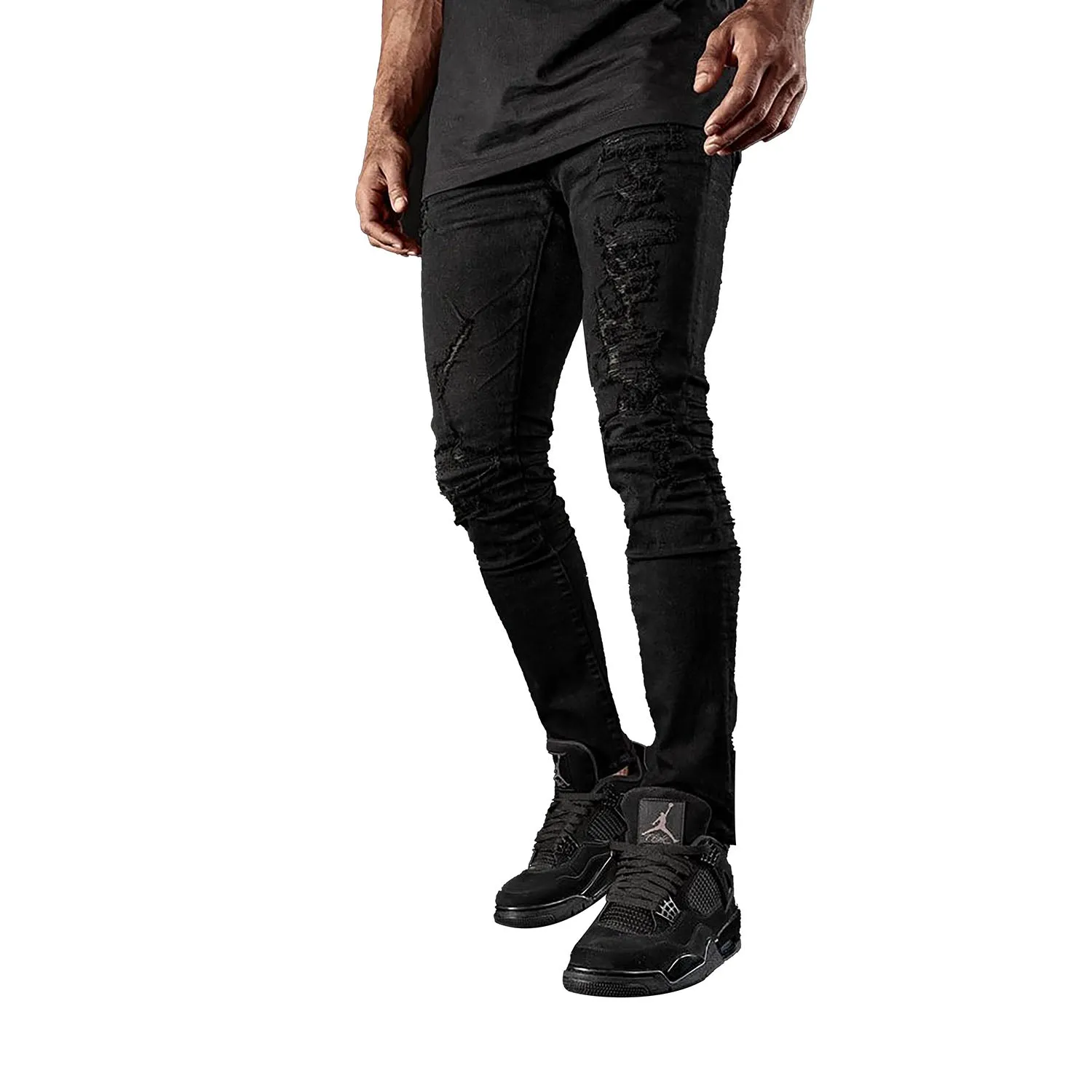 Jordan Craig Men's Ripped Jean Pants Jet Black