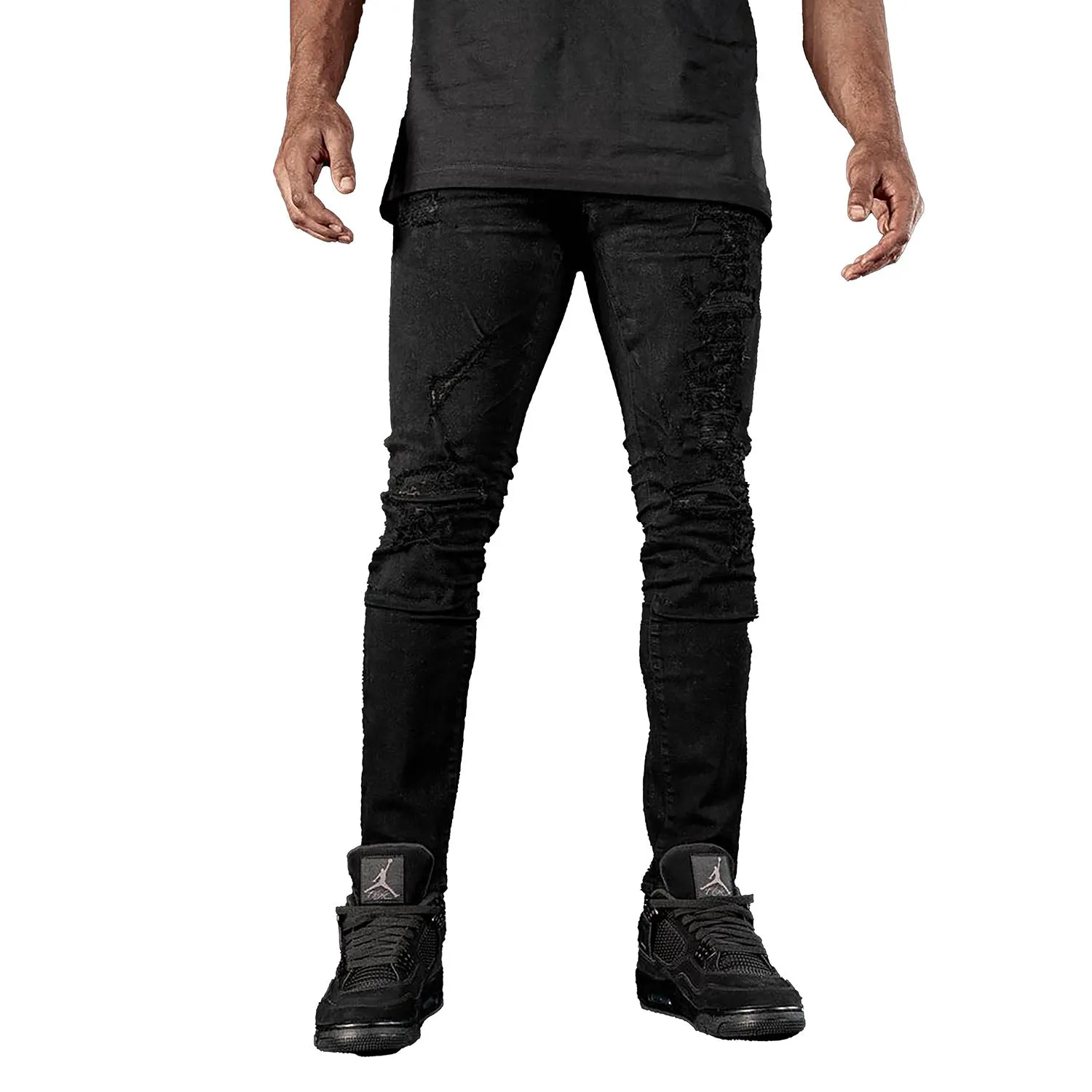 Jordan Craig Men's Ripped Jean Pants Jet Black