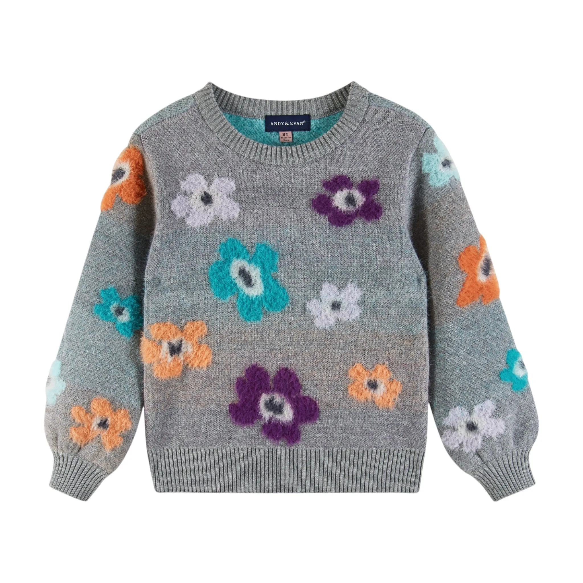 Kids Dove Grey Sweater & Glitter Legging Set | Eyelash Flowers