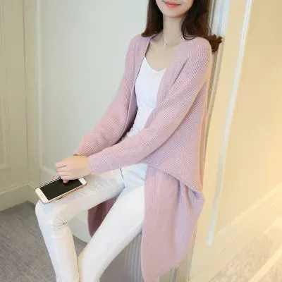 Knitted Bat Sleeve Long Cardigan Sweaters