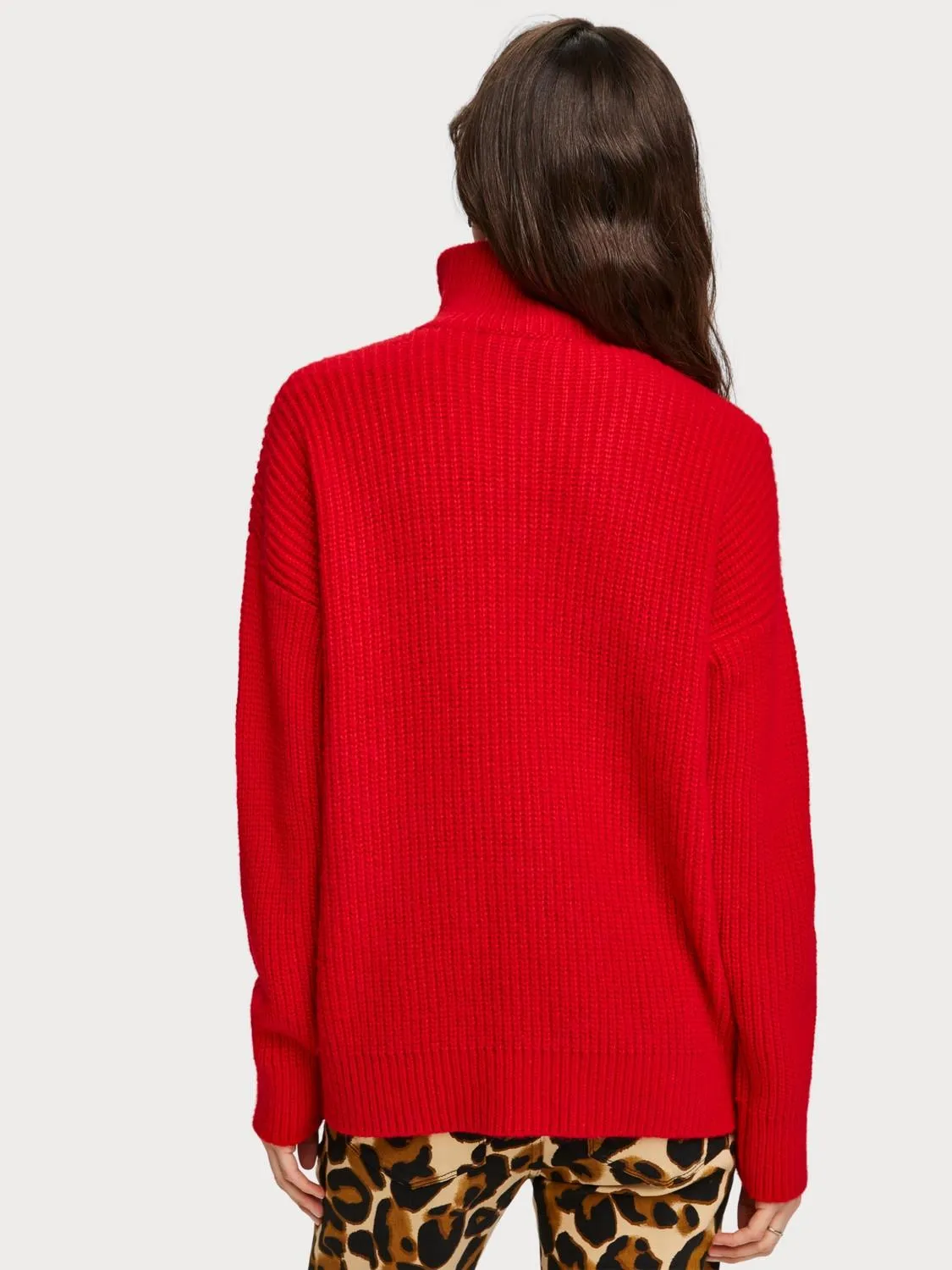 Knitted Zip-Up Pullover (Red)