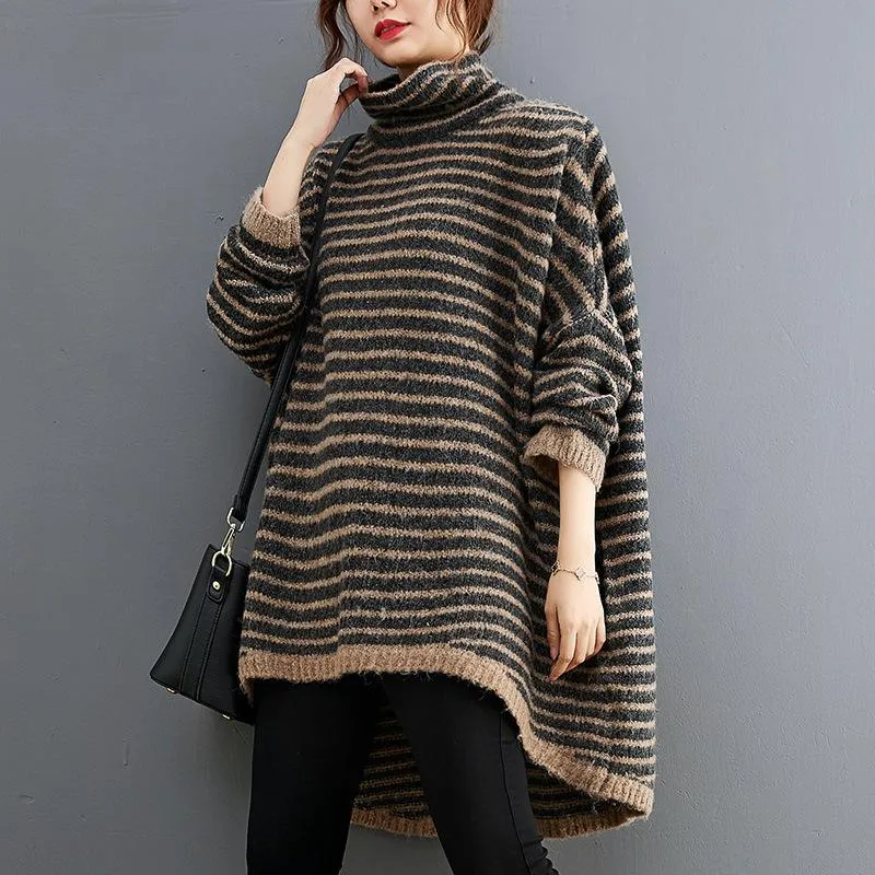 Leisure Loose Kitting Striped Hoodies Sweaters